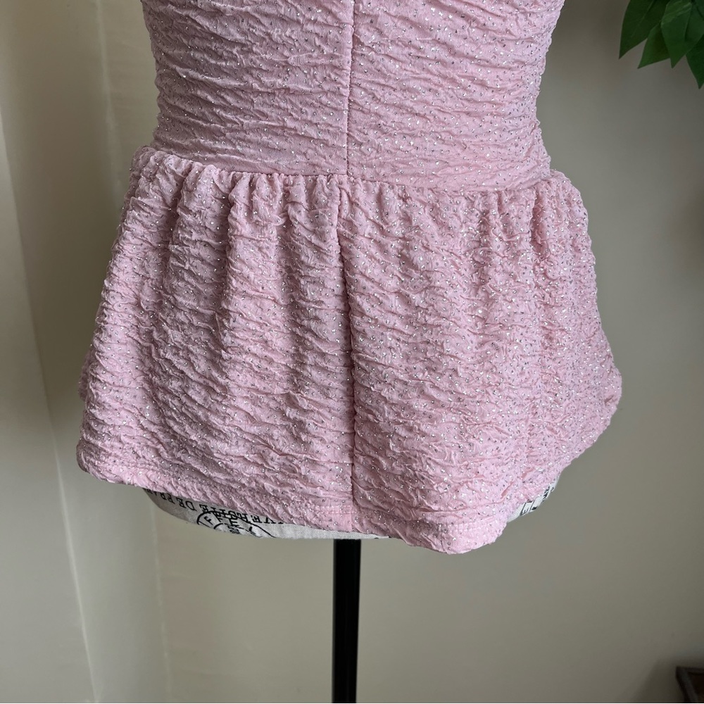 Alice Moon Sleeveless Glitter Peplum Top Pink Sz S - Picture 12 of 15